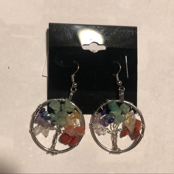 Hand Crafted Jewelry - NWT Chakra Tree of Life Gemstone Earrings